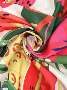 SHEIN Đầm trễ vai xếp tầng bồng bềnh, phong cách nghỉ dưỡng mùa hè dành cho bà bầu, họa tiết nhiệt đới. - Nhiều màu - Xem 6