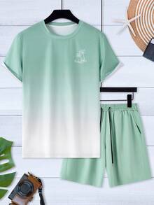 Manfinity RSRT Men's Ombre Round Neck Short Sleeve Loose T-Shirt Set, Summer - Multicolor - View 3