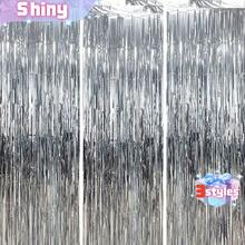 3pcs/Set 100*200cm Silver Tassel Ribbons, Party Decor Curtain, Shiny Metallic Texture Design, Suitable For Photography Studio Props, Birthday Party, Bridal Shower, Wedding, Any Holiday Decoration, Christmas Decor, Backdrop, Party Decoration - silver - View 1