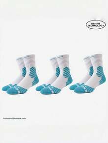 3 pares de calcetines de baloncesto de colores mixtos, calcetines con fondo de toalla para hombres, calcetines de compresión para fútbol, running y actividades al aire libre - Multicolor - Ver 6