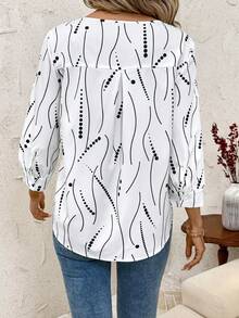 SHEIN Clasi Camisa con botones y estampado para mujer, otoño/invierno - Blanco - Ver 2