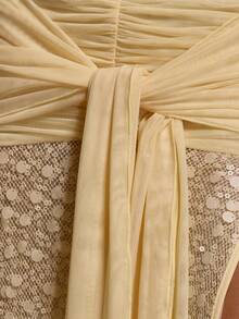 MUSERA Chân váy maxi xẻ tà, xếp ly, thắt eo nhún bèo, đính sequin, chỉ bán riêng phần quần. Thích hợp cho mùa hè, xuân, gợi cảm, đi chơi, đi biển, nghỉ lễ, du lịch. Honey Tides - Kem - Xem 6