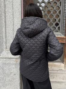 Marta Soriano Áo khoác dài tay có mũ trùm đầu thường ngày có đệm cho nữ, Mùa đông, Quần áo mùa đông cho nữ, Áo khoác mùa đông cho nữ, Áo khoác lót nhiệt - màu đen - Xem 2