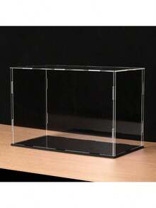 Transparent Acrylic Display Case, 16 Size Options Available, DIY Assembly, Suitable For Models, Blocks, Crafts, Souvenirs Display And Dust Protection - 5mm Black PVC Base - View 3