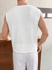 SWAVVY Áo tank top nam cổ tròn màu trơn, không tay, kiểu dáng thường ngày, thích hợp cho mùa xuân/hè. - trắng - Xem 2