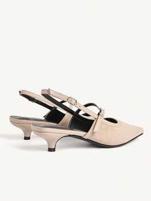 CUCCOO CHICEST Apricot Suede Kitten Heel Pointed Back Empty Banquet Dress Ladies Single Shoes - Apricot - View 4