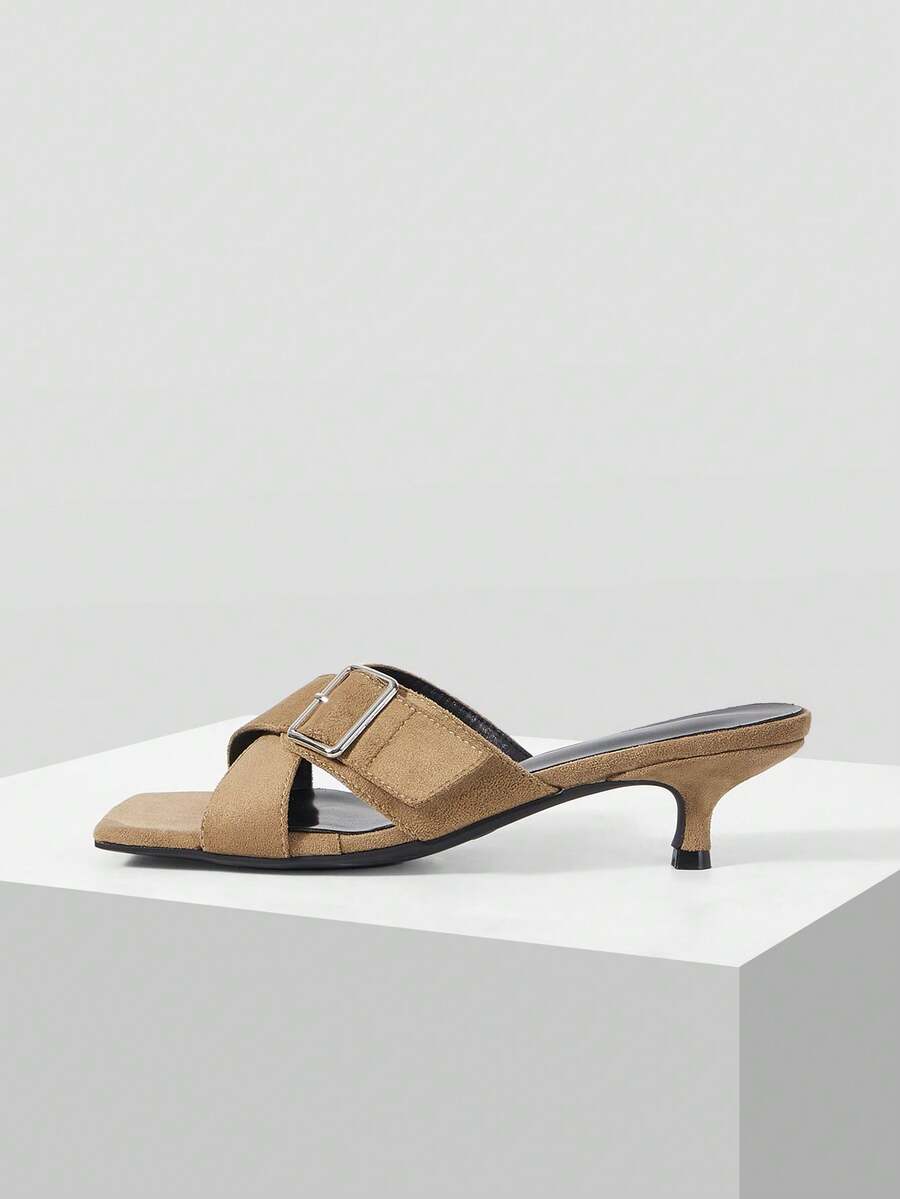 Mnmlis Niche Design Cross Strap Versatile Women's Sandals Summer - Khaki - View 1