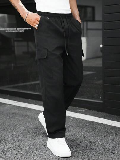 SLATEMANN Calça Cargo Casual Masculina com Cintura Elástica e Múltiplos Bolsos, Adequada para Uso Casual Diário, Passeios de Fim de Semana, Viagens, Encontros com Amigos, etc. Essa calça é um item versátil e indispensável no guarda-roupa de um homem, e faz um ótimo presente para um namorado ou marido.