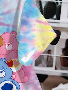 SHEIN X Care Bears 女士彩色扎染小熊印花T恤 - 白色 - 查看 5