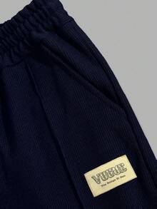 EURMUSE Cotton Men Patch Detailed With A Label Regular T-Shirt & Pants Two Pieces - Navy Blue - View 7