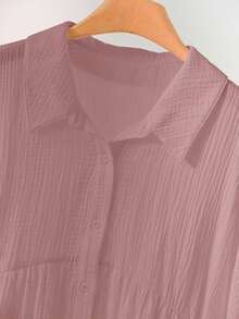 CosyJoli Plus Size Casual Dolman Sleeve Cardigan Blouse - Dusty Pink - View 5
