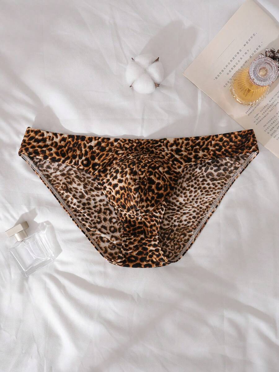 Bañador sexy de triángulo con estampado de leopardo para hombre - Multicolor - Ver 1