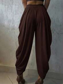 Firerie Quần nữ thanh lịch, thoải mái, thích hợp mặc hàng ngày, màu mơ trơn, dáng rộng, xếp ly, chất liệu dệt kim, mẫu mới xuân/hè, phù hợp cho kỳ nghỉ, đi biển, du lịch, đồng phục giáo viên, công sở, thiết kế thời trang. - Cà phê nâu - Xem 2