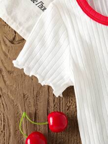 SHEIN Vintaside Kids 4pcs Baby Girl Casual Versatile Cute Embroidered Short Sleeve Tops - Multicolor - View 8