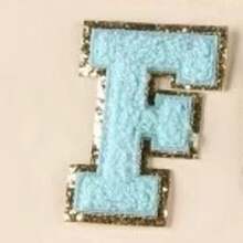 1件装，蓝色A-Z字母贴片，共26个，可熨烫字母贴片，适用于服装、夹克、包包等装饰配饰，字母徽章贴纸 - 藍色 - 查看 3