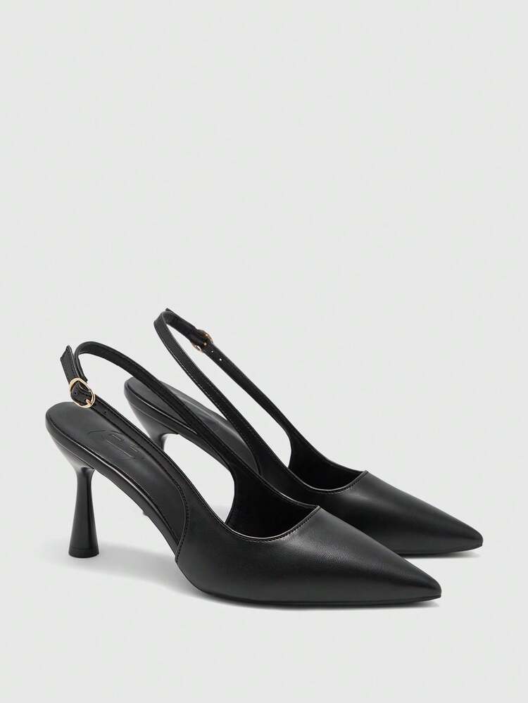 CUCCOO BIZCHIC Women Shoes Pointed Slimline Heel Black Fashion Basics Daily Versatile Commuter To Work Shopping Women's High Heel Shoes SlingSlingback Shoes Women's Shoes