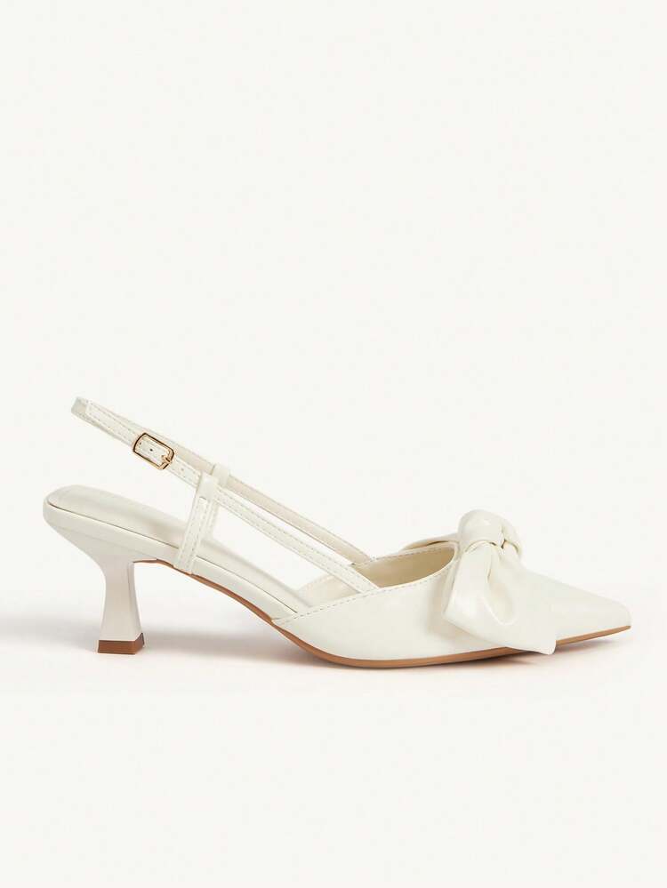 CUCCOO CHICEST Women's Pointed Toe Bowknot Design Leather High Heel Pumps, Sexy Elegant Formal Dress Shoes For Party, Afternoon Tea, Evening Gala, Versatile Outfit Wedding Shoes