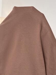 SHEIN Áo thun ngắn tay cổ tròn in chữ dành cho bà bầu - màu nâu - Xem 7