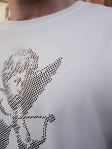 LEOGASHI LEOGASHI Street Style Cupid Angel Print Round Neck Men's T-Shirt For Spring/Summer Outdoor - White - View 3