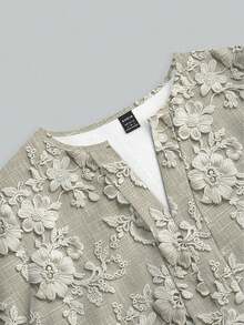 SHEIN Clasi Camisa de mujer minimalista casual con estampado bordado, apta para uso diario - Multicolor - Ver 3