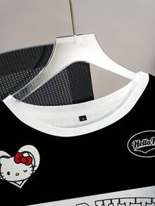 HELLO KITTY AND FRIENDS | SHEIN Plus Size Summer Casual Colorblock Cartoon Letter Print T-Shirt - White - View 3
