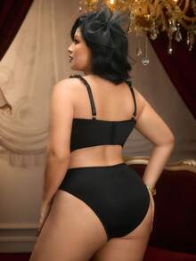 PinupPomp Black Fashionable Retro Sexy Plus Size Lingerie Set Lingerie For Women Bra And Panty Set Black Lace Lingerie Lace Underwear Women's Lingerie - Black - View 6