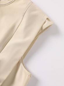 GlowEve CURVE 大码新款夏季通勤畅销纯色圆领简约设计优雅女装 - 杏色 - 查看 5