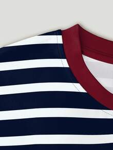 Resyla Casual Colorblock Striped Short Sleeve T-Shirt, Summer - Multicolor - View 3