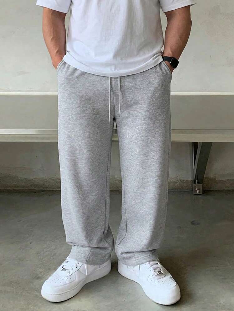 Spring & Autumn Pleated Design Long Casual Sweatpants For Plus Size Men