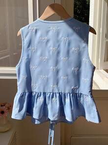 Blusa de rayas y estampado sin mangas para uso diario sencilla, tops sin mangas NMVL - Azul - Ver 2