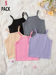 SHEIN 少女純色極簡休閒細肩帶背心 - 彩色 - 查看 2