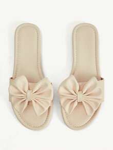 CUCCOO CHICEST Chaussures femme style minimaliste classique, sandales plates femme style mignon avec décoration nœud, élégantes et confortables - Nude - Voir 1