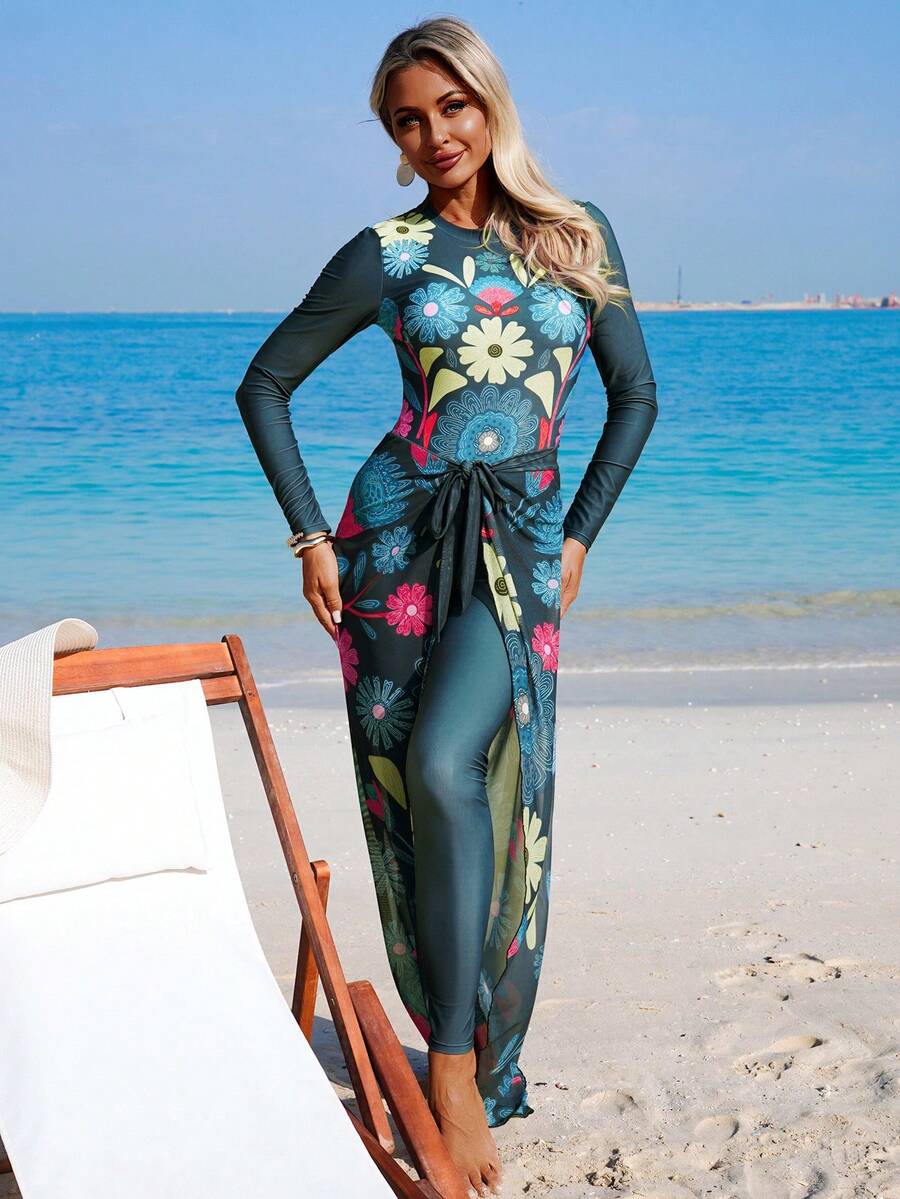 Swim Shayni Bộ đồ bơi liền thân mùa hè Shayni dành cho nữ, kiểu dáng Ả Rập, trang phục cần thiết cho kỳ nghỉ biển của các cô gái trẻ. - Nhiều màu - Xem 1