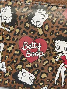Betty Boop x SHEIN 1805040 1 Piece, Dark Leopard Print Red Lip Design Minimalist Style Zipper Coin Wallet, Suitable For Women - Multicolor 6 - View 4