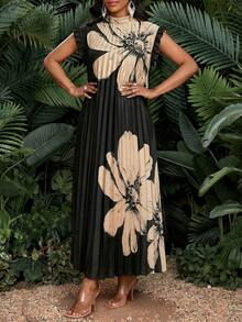 SHEIN Lady Đầm xếp ly in hoa thanh lịch dành cho nữ, thích hợp cho mùa hè. - Nhiều màu - Xem 4