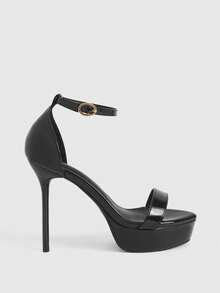 CUCCOO LuxiPop 2026新款细跟露趾防水凉鞋，时尚简约，超高跟12cm，性感约会款 - 黑色 - 查看 1