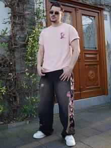 LEOGASHI LEOGASHI Camiseta de manga corta holgada con estampado de moda para hombres SU ER | Diseño exquisito | Esencial de verano | Fácil de combinar, mostrando tu estilo - Rosa - Ver 5