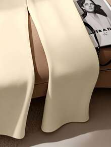 Franclia Pantalones rectos elegantes de oficina blancos para mujer - Albaricoque - Ver 4