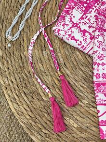 SHEIN Franclia Damen Urlaubsstil rosa Blume Muster Weite Hose, Frühling/Sommer - Pink - Übersicht 5