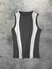 Manfinity Dauomo Camiseta casual de cuello redondo con bloques de color para uso diario versátil para hombres - Multicolor - Ver 5