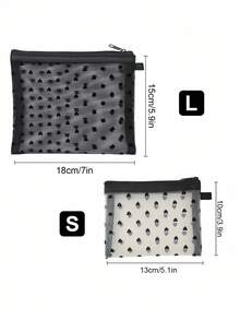 Multifunctional Mini Heart Mesh Design Cosmetic Pouch, Portable Nylon Clear Makeup Bag, Minimalist Zipper Travel Accessory Organizer, Versatile Inner Bag For Coins Jewelry Small Items, Gift For New Semester Spring Summer Vacation Commemorative Days, 2026 New Arrival - Multicolor - View 3