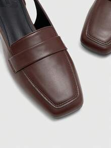 CUCCOO BIZCHIC Women's Shoes Brown Square Toe Commuting Simple Wear Fashionable Flat Shoes - Coffee Brown - View 4