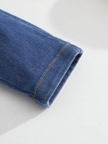 Young BoyFashion Washed Denim Jeans, Casual Elastic Waist Tapered Leg Jeans, Soft Cotton Stretch Fabric, Suitable For Spring, Summer, Autumn And Winter - Medium Wash - View 4