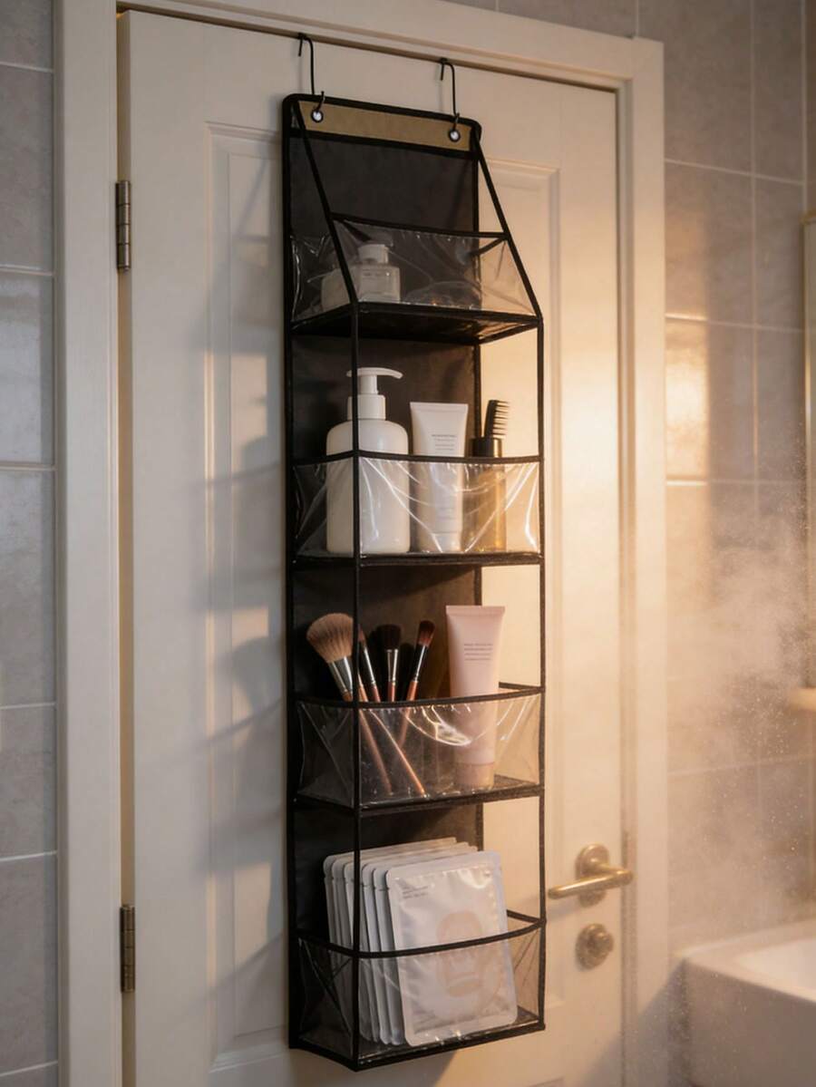 Set Of 1/3 Pieces 4-Layer Over-The-Door Hanging Storage Rack, Wall-Mounted Storage Rack For Cosmetics, Large-Capacity Storage Box With Transparent Window, Suitable For Children's Room, Bathroom, Wardrobe, Bedroom, Dormitory; Can Store Diapers, Holiday Gifts - Multicolor - View 1