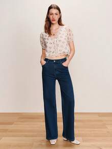 lacRébo 白色花卉刺绣泡泡袖上衣，蕾丝细节，波西米亚法式风格，度假上衣，外出上衣，春夏款 - 彩色 - 查看 3