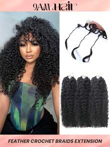 Boho Braids 1 pieza Extensiones de cabello natural rizado tipo pixie de ganchillo, sin nudos, pre-separadas, plumas de cabello de 18-24 pulgadas, 100G - Natural Black - Ver 12