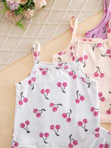 Genkimix Kids Bộ đồ lót 3 món mùa xuân/hè cho bé gái: áo hai dây và quần short, trang trí nơ thêu, nhiều màu sắc. - Nhiều màu - Xem 9
