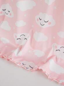 Genkimix Kids Tween Girls' Sweet Pink Butterfly Print A-Line 2 Pieces Short Sleeve Long Nightgown Loungewear Set - Pink - View 5