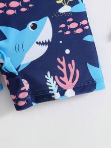 SHEIN 男童休闲街头风印花针织泳装 - 彩色 - 查看 4