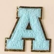 1件装，蓝色A-Z字母贴片，共26个，可熨烫字母贴片，适用于服装、夹克、包包等装饰配饰，字母徽章贴纸 - 藍色 - 查看 6